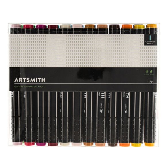 Artsmith Dual Tip Alcohol Based Illustration Markers 24 piece NIB - Picture 1 of 2
